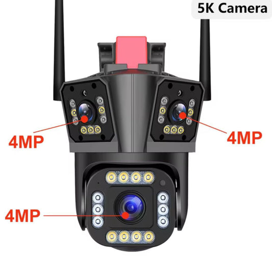 🛡️ Cámara de Seguridad de 3 Lentes A2403-501 – ¡Protección 360° Sin Complicaciones!